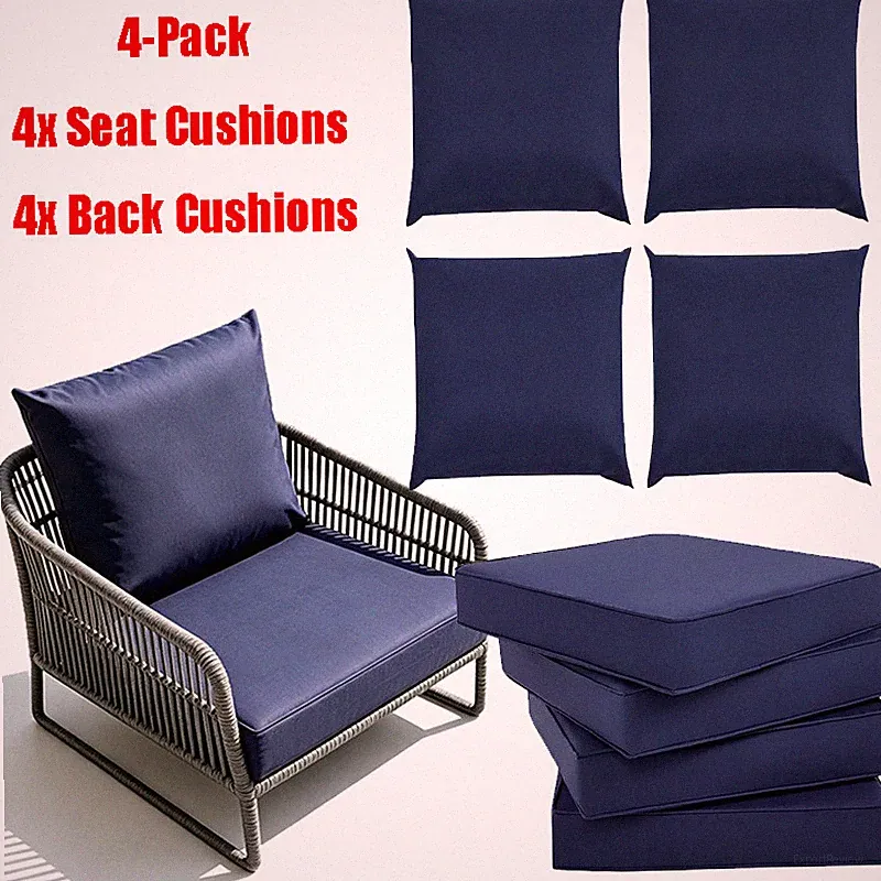 24x24 Inch Outdoor Deep Seat Cushion Set 4-Pack 4xSeat Cushions 4xBack Cushions