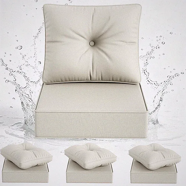 24x24" Outdoor Chair Cushions 2-Piece Set 6" Thick Waterproof Sofa Cushions