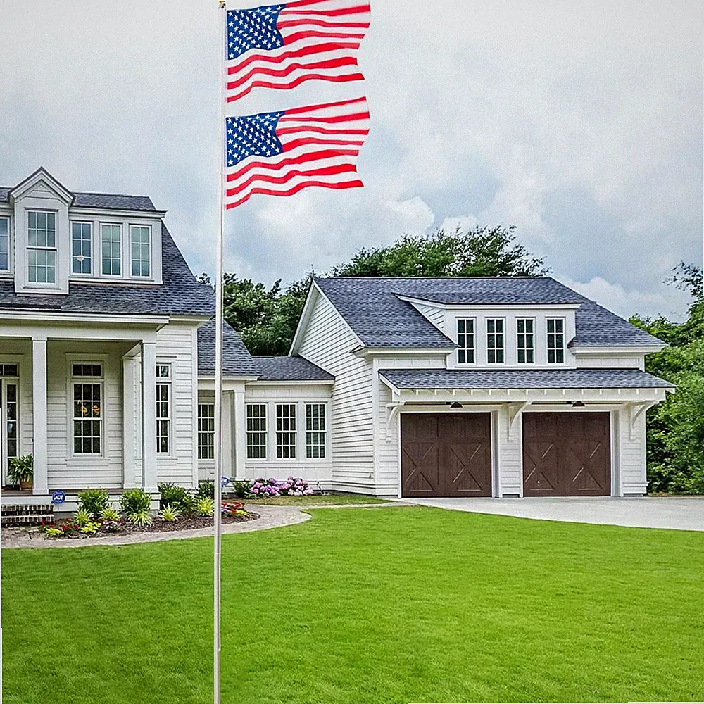 25/20 ft Outdoor Aluminum Sectional Halyard Pole US America Flag Flagpole Kit