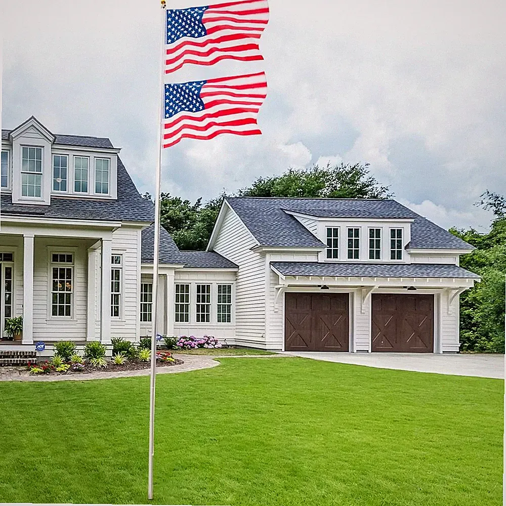 25/20 ft Outdoor Aluminum Sectional Halyard Pole US America Flag Flagpole Kit