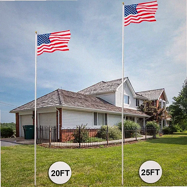 25/20ft Outdoor Decoration Sectional Halyard Pole US America Flag Flagpole Kit