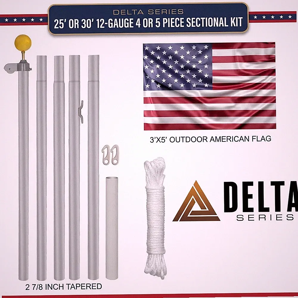 25' & 30' DELTA SECTIONAL FLAG POLE (SILVER)