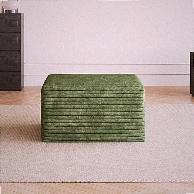 25.6" Corduroy Ottoman for Couch,Plush Memory Foam Couches Ottomans Green