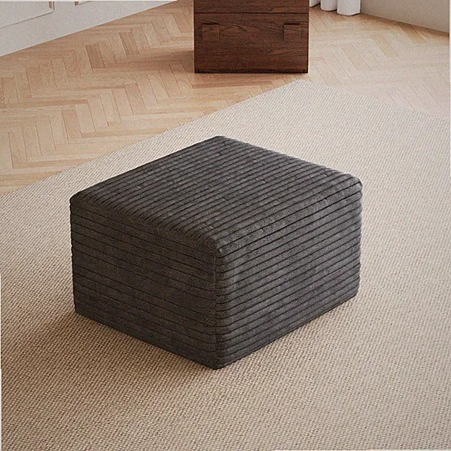 25.6" Corduroy Ottoman, Plush Footrest, Memory Foam Sofa in a Box, No Assembly
