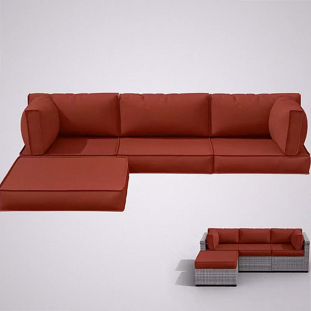 25.6 In. X 25.6 In. X 4 In. (9-Piece) Deep Seating Outdoor Sectional Cushion Ter
