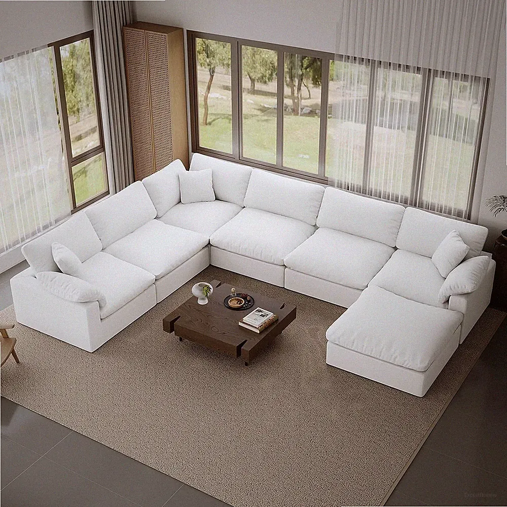 253" Oversized Cloud Modular Sectional Sofa,7 Seat down Filled Sofa,Comfy Deep S
