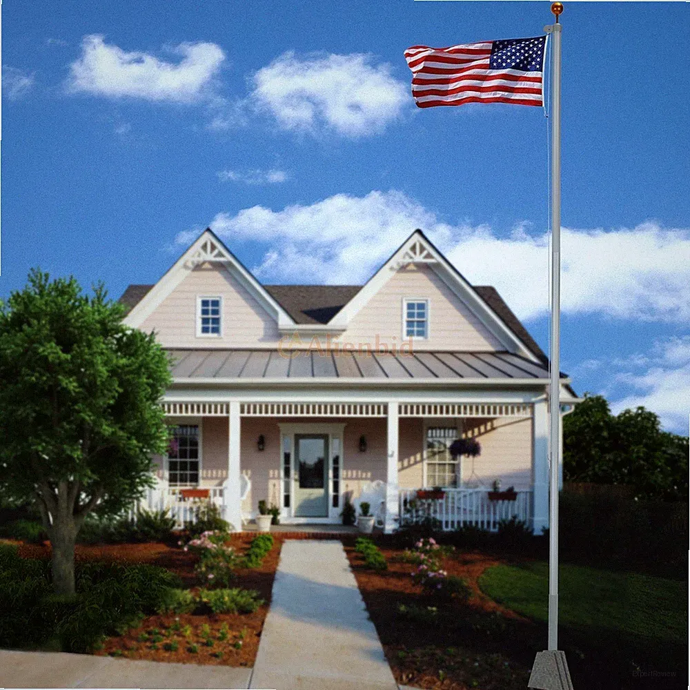 25FT Flag Pole Heavy Duty Sectional Kit Outdoor Halyard Pole With 2PC US Flag