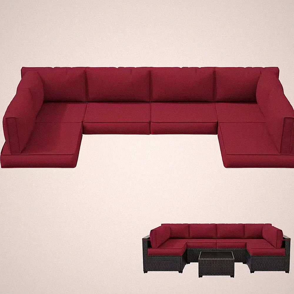 26 In. X 26 In. X 4 In. (14-Piece) Deep Seating Outdoor Lounge Chair Sectional C
