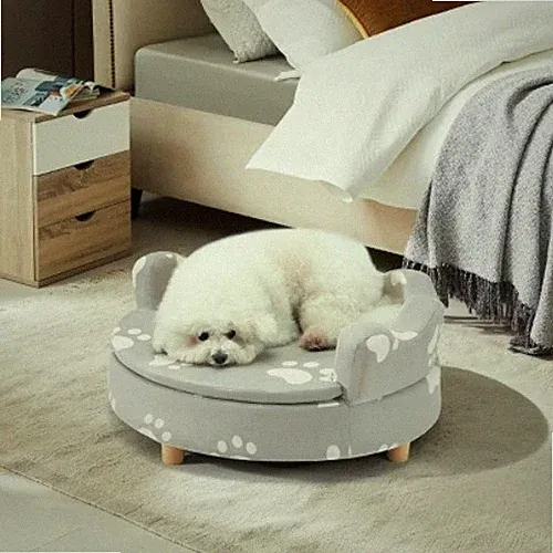 26" Round Dog Sofa Bed with Removable Cushion Cover Up To 80 Lbs
