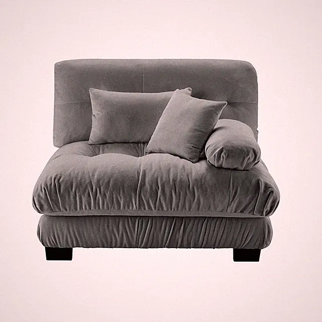 27 Sofa RSF W/2 Pillows - Gray, 1-Seat Chenille Sofa with Sturdy Frame