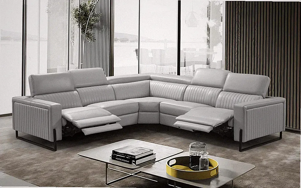 2787 Extravaganza Collection Sectional Top-Grain Leather Front with recliners