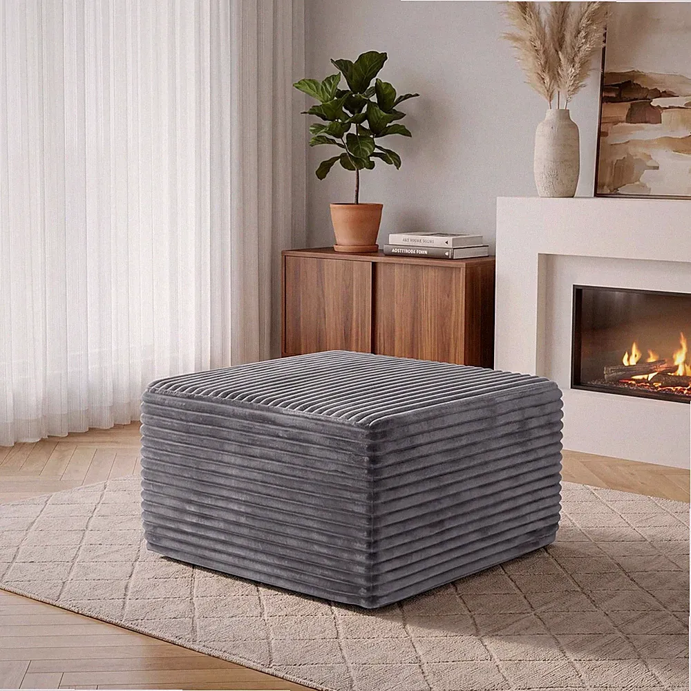 28” Boneless Couch Ottoman Modular Sectional Corduroy Cloud Sofa Foot Rest Ottom