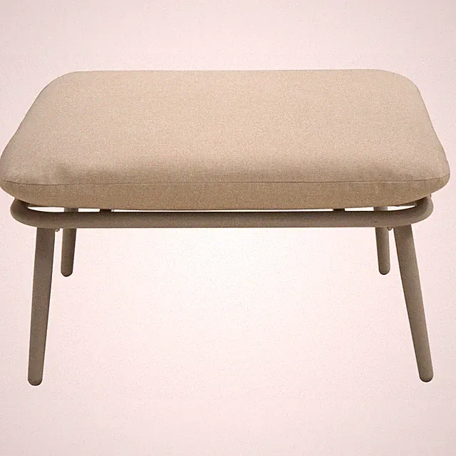 28" Square Patio Ottoman with Thick Cushion, Outdoor Footstool