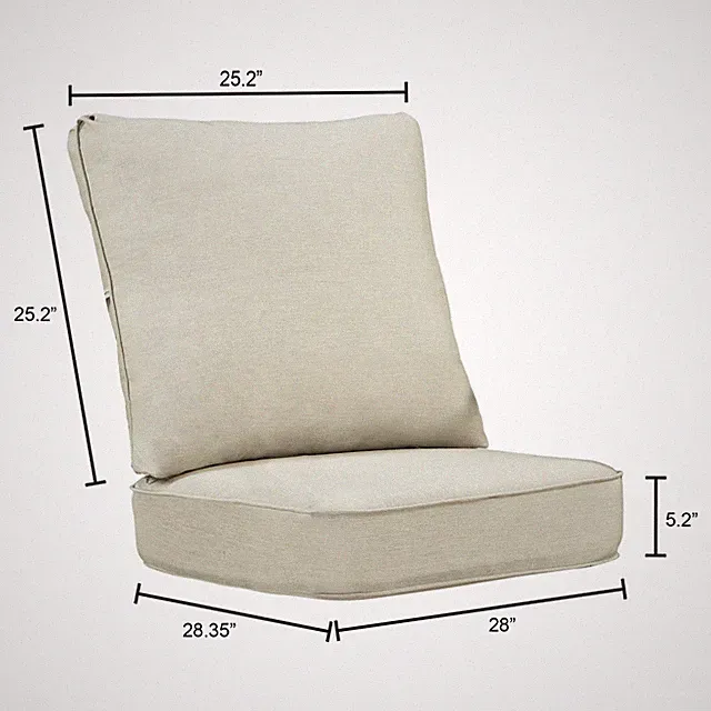 28 x 26 Outdoor Patio Deep Seating Cushion Set in Light Grey with Ties