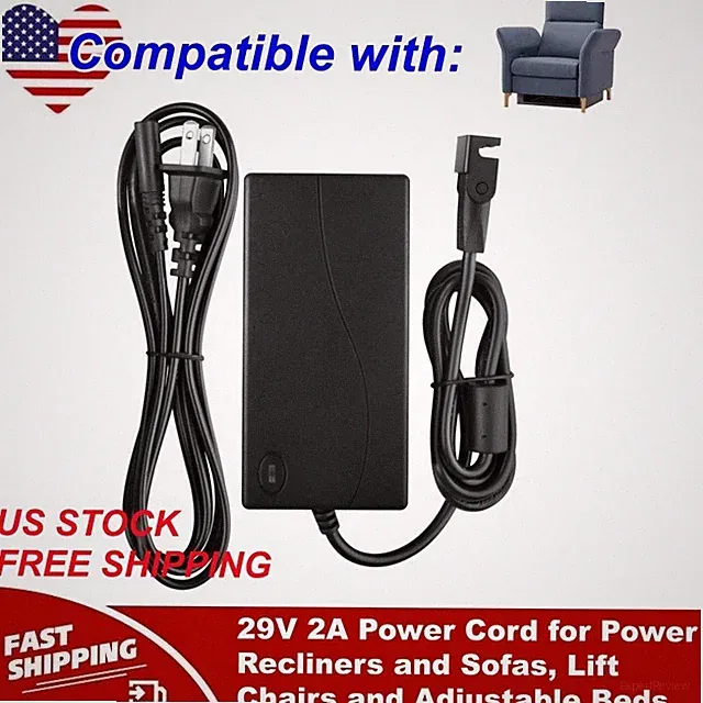 29V 2A Power Cord for Power Recliners and Sofas, Lift Chairs and Adjustable Beds