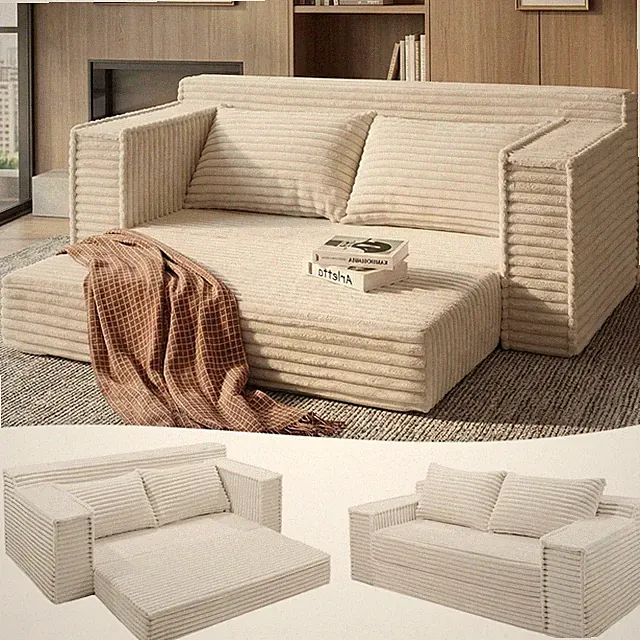 2in1 Folding Couch Bed w/ 2 Pillows 75 Inch Convertible Sofa Bed Pull Out Couch
