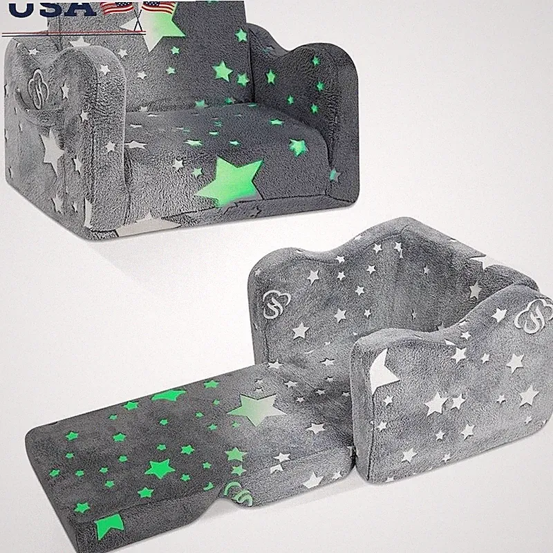 2in1 Toddler Couch Bed Glow Stars Kids Sofa Lightweight Foldable Chair New