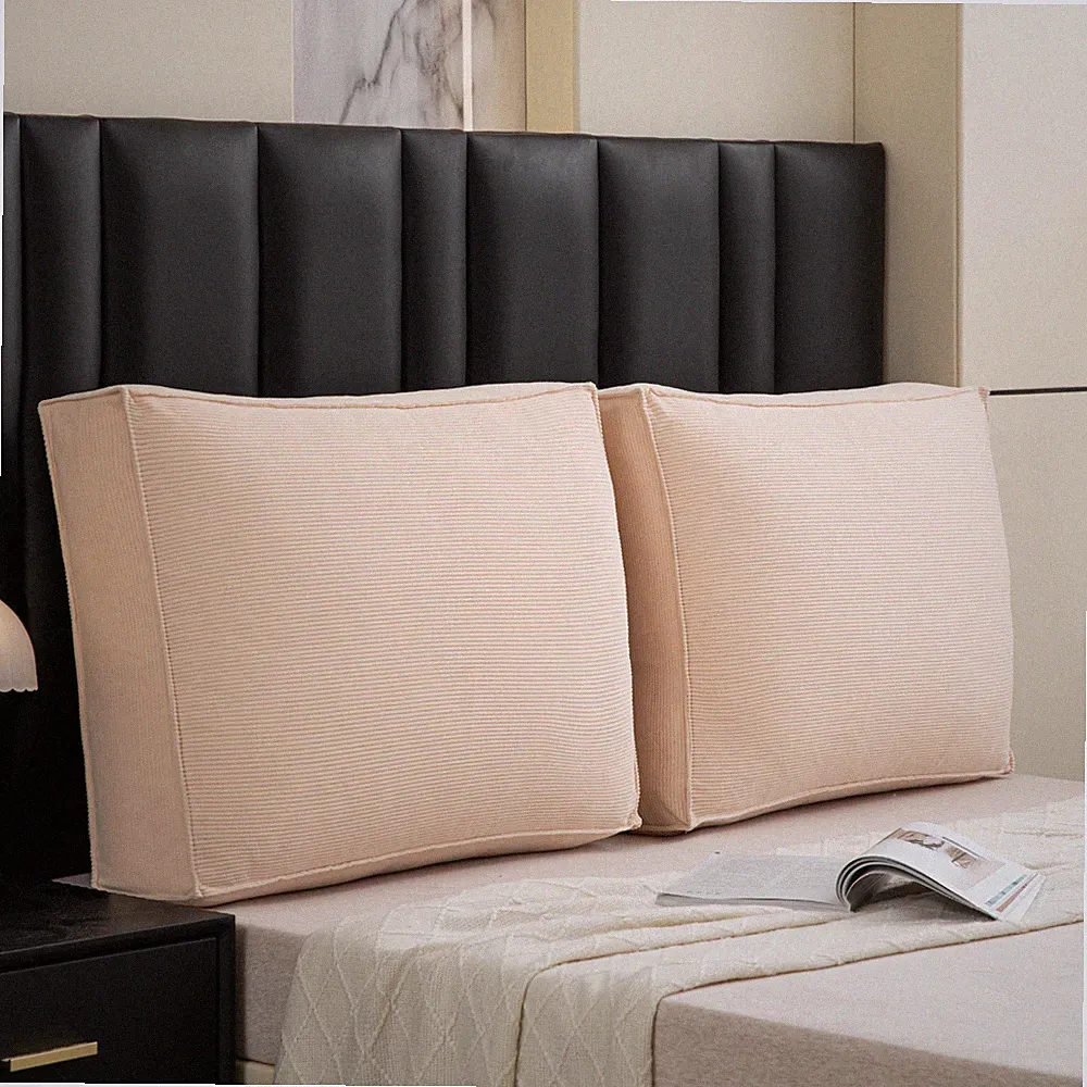 Thick Sofa Back Cushion Headboard Wedge Pillow w/ Removable Cover for Couch&Bed
