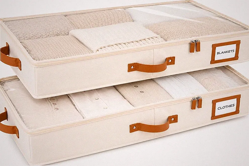 2pc Low Profile Under Bed Storage Containers, Thin Under Couch Storage Organi...