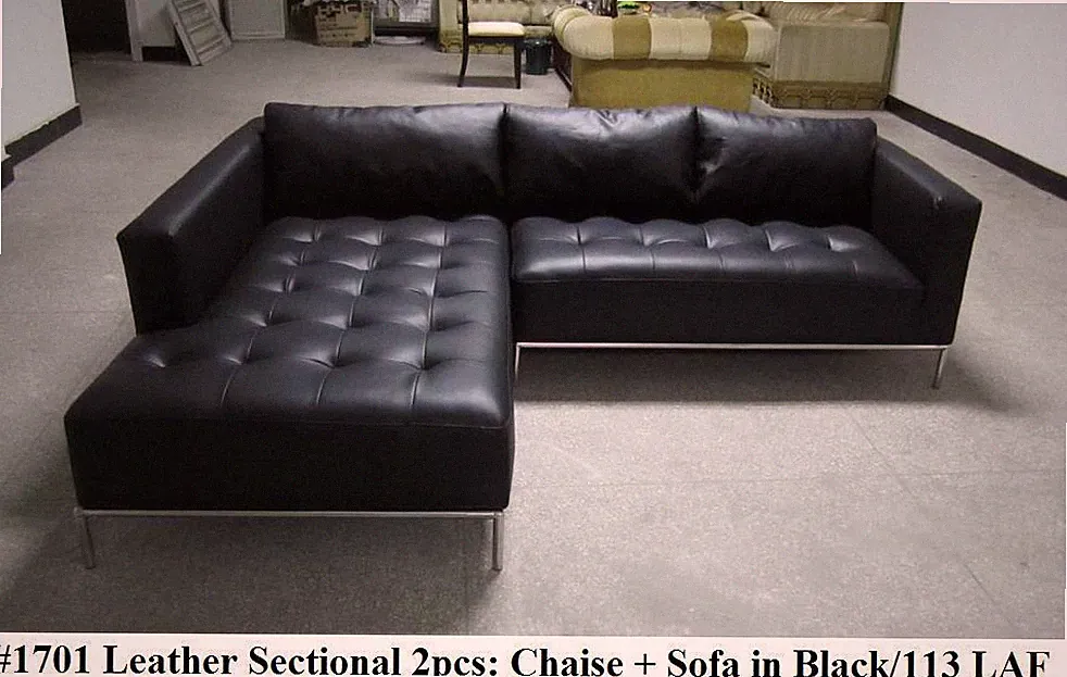 2PC Modern Contemporary black Leather Sectional Sofa #1701 (short version)