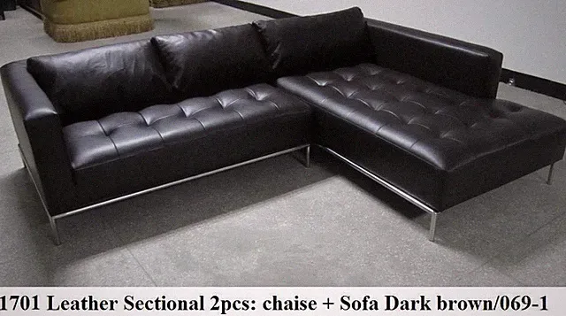 2PC Modern Contemporary Dark chocolate brown Leather Sectional Sofa #1701