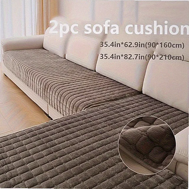 2PCS Flannel Velvet Sofa Cover Pet Couch Sofa Cushions Thick Soft Slipcovers