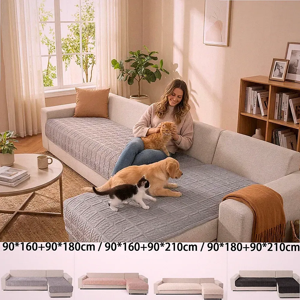 2pcs Milk Velvet Sofa Cover Non-Slip Sofa Slipcover Sofa Protector for L Shape