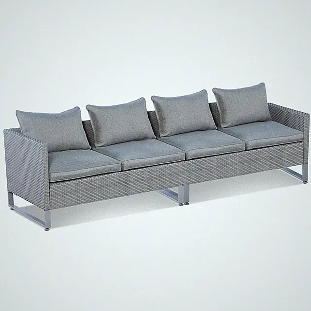 2PCS Patio Conversation Set Sectional Sofa Furniture Cushioned Seat Garden Grey
