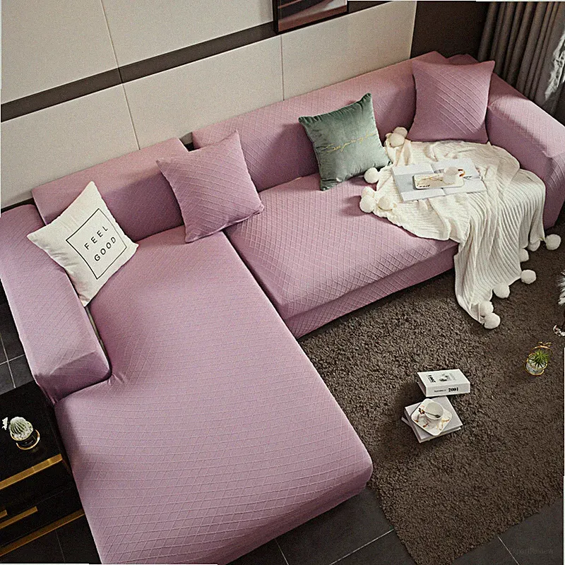 2Pcs Sectional Sofa Covers L Shape Polyester Fabric Stretch Slipcovers 10 Color