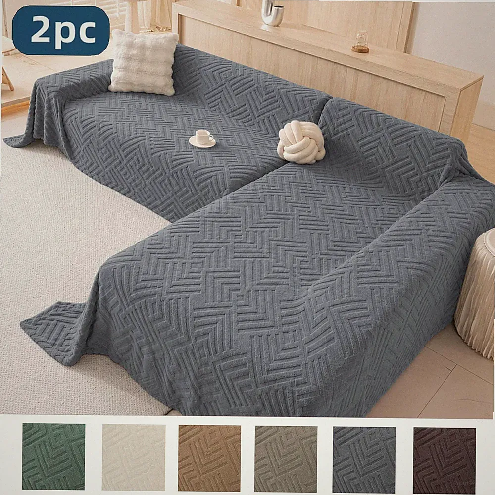 2Pieces Sectional Sofa Blanket LShaped Couch Covers Slipcover for Sectional Sofa