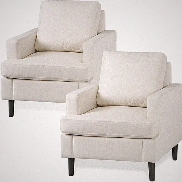 2X Accent Arm Chair Linen Fabric Upholstered Single Sofa For Living Room Bedroom