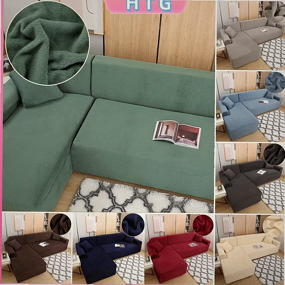 2x Corner Sofa Cover 3 Seaters Elastic Sectional Couch Covers For Living Room