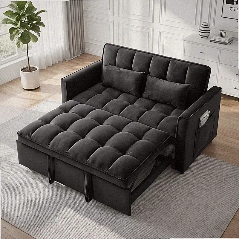 3&1 Convertible Sleeper Sofa Bed Velvet Pull Out Couch Adjustable Loveseat Futon