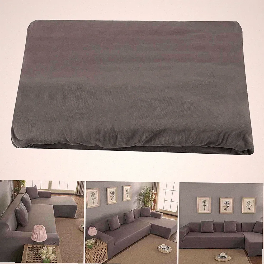 3+2 Seat Sectional Sofa Cover Gray Soft Polyester Removable Slipcover Home Furni