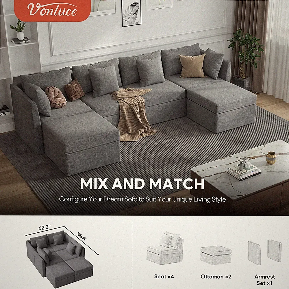 3/4/5 Seats DIY Multi-Comb. Sofa Chaise Lounge Corner Sofa Sectional Sofa Sofa