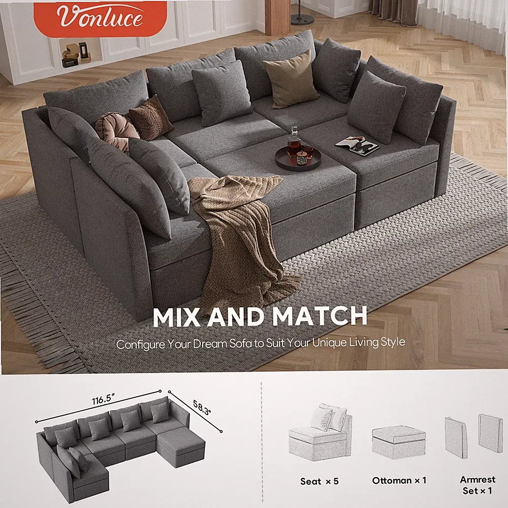3/4/5 Seats DIY Multi-Comb. Sofa Chaise Lounge Corner Sofa Sectional Sofa Sofa
