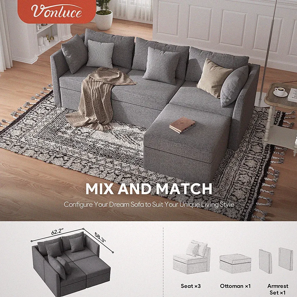 DIY Sofa Multi-Comb. Chaise 3/4/5 Seats Lounge Corner Sofa Sectional Sofa Sofa