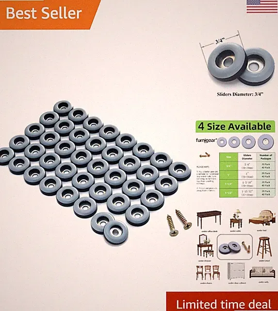 3/4'' Round Furniture Glides - Slip Sliders for Carpet & Hardwood