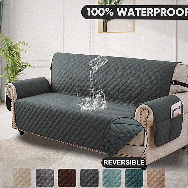 3/4 Seater Quilted Sofa Cover Water Resistant Non-slip Couch Slipcovers for Pet