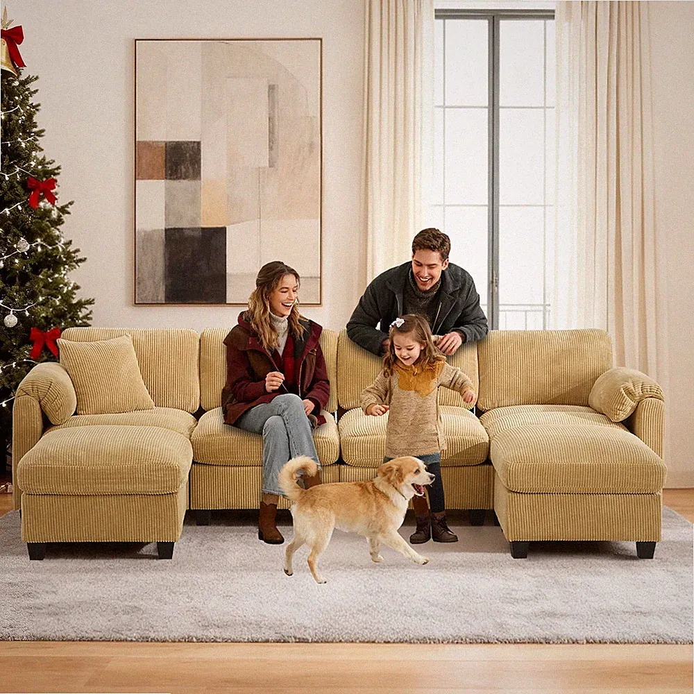 3/4 Seater Sectional Sofa Couch L-Shaped Sofa with Chaise Living Room Furniture