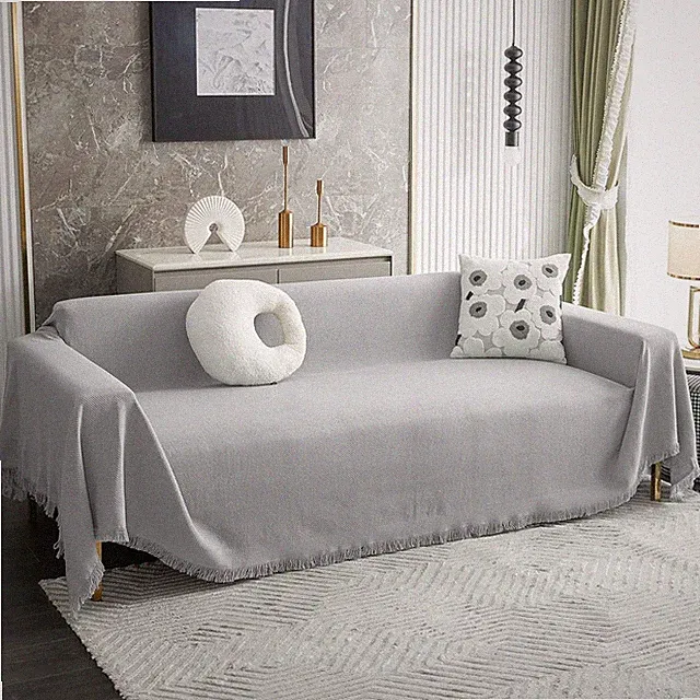 3 Cushioned Sofa Cover L-Shaped Sofa Cover X-Large, 71“ x 118”, Light Gray
