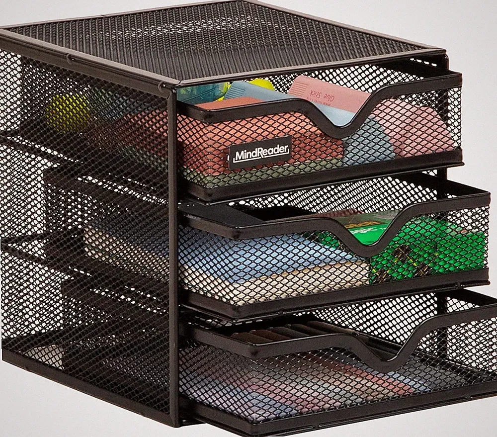 3-Drawer Desktop Organizer for Small Office Supplies, Black