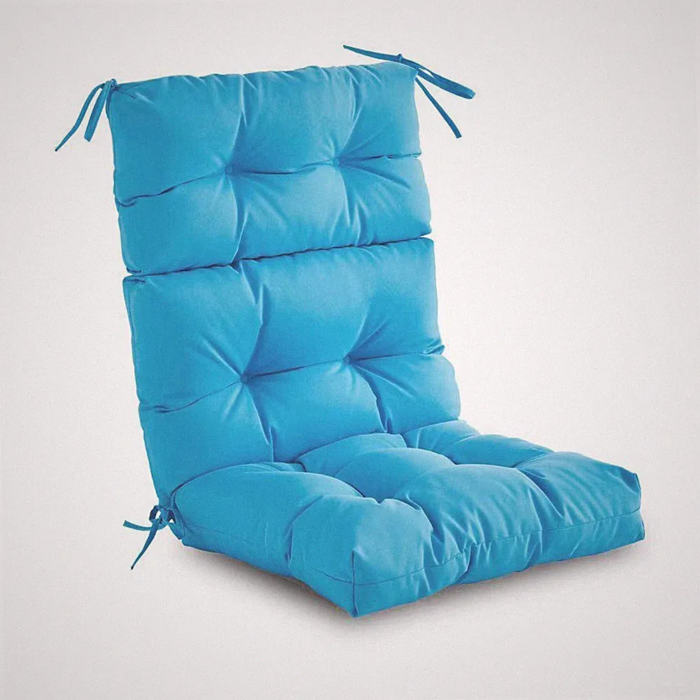 3 - Fold Patio Chair Cushion High Back Chair Cushions Pads with 4 Ties Outdoor