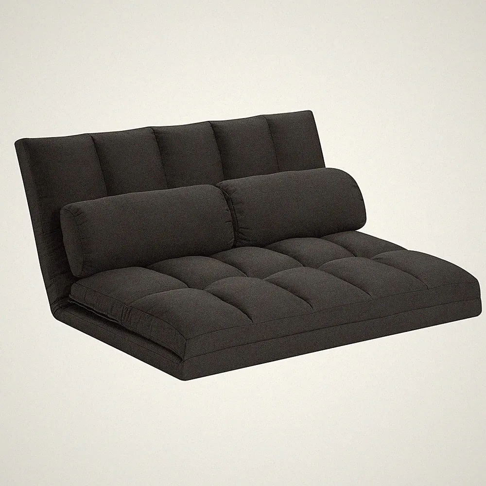 3 Fold Sofa Bed Folding Mattress with 2 Pillows Black High Density Foam Filling