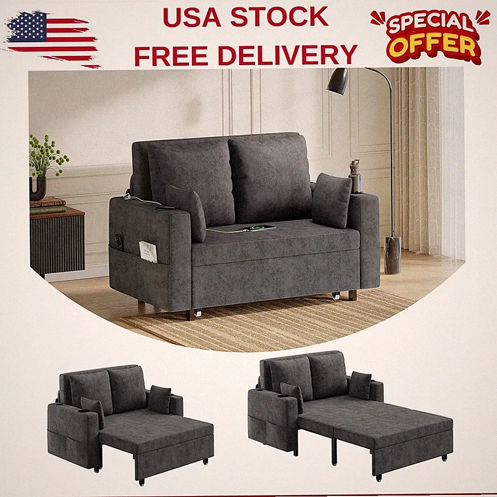 3 in 1 56 IN Sofa Bed Convertible Sleeper Sofa with Pull Out Bed Loveseat Couch