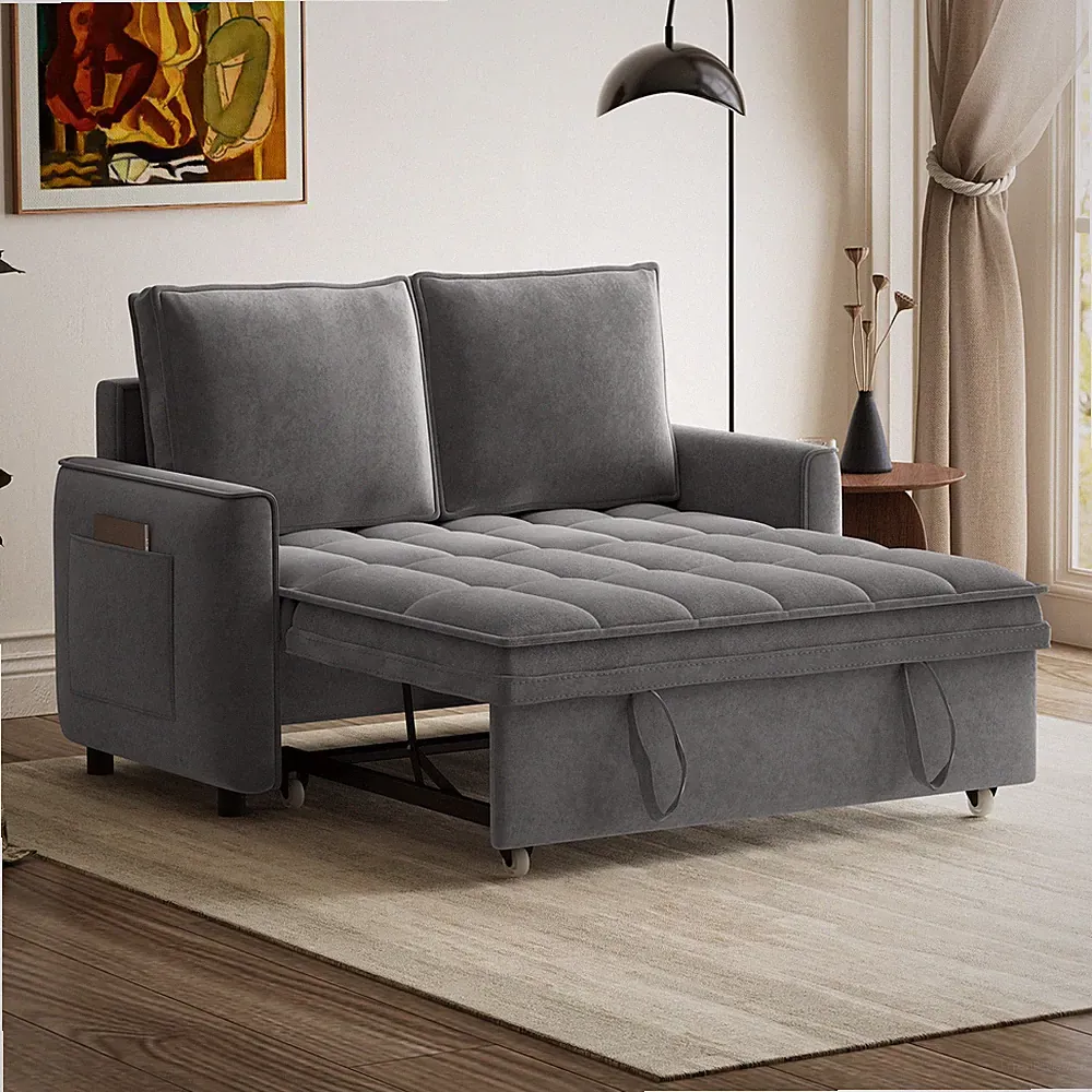 3 In 1 Chenille Convertible Pull Out Sofa Bed Comfort Small Couch