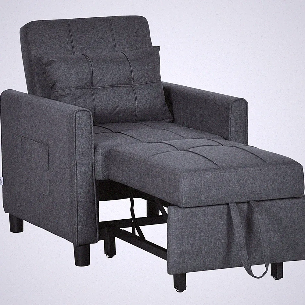 3-in-1 Convertible Chair Multi-Functional Single Sofa Bed Pull Out Sleeper Couch
