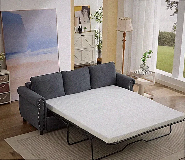 3 in 1 Convertible Loveseat Sleeper Couch Bed with Thick Memory Foam Mattress