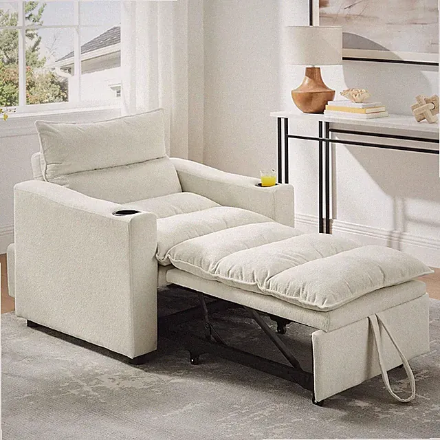 3-in-1 Convertible Sleeper Chair Bed Recliner Daybed w/Adjustable