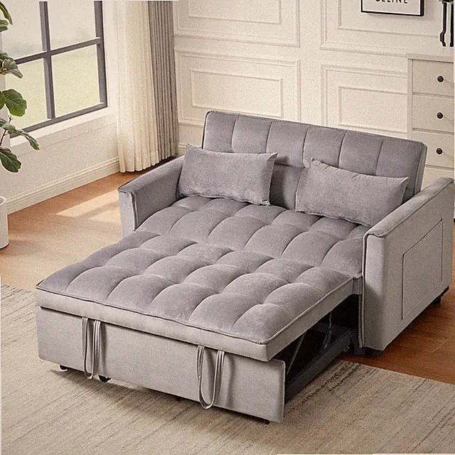 3 In 1 Convertible Sleeper Sofa Bed, Futon Couches For Living Room With Side Poc